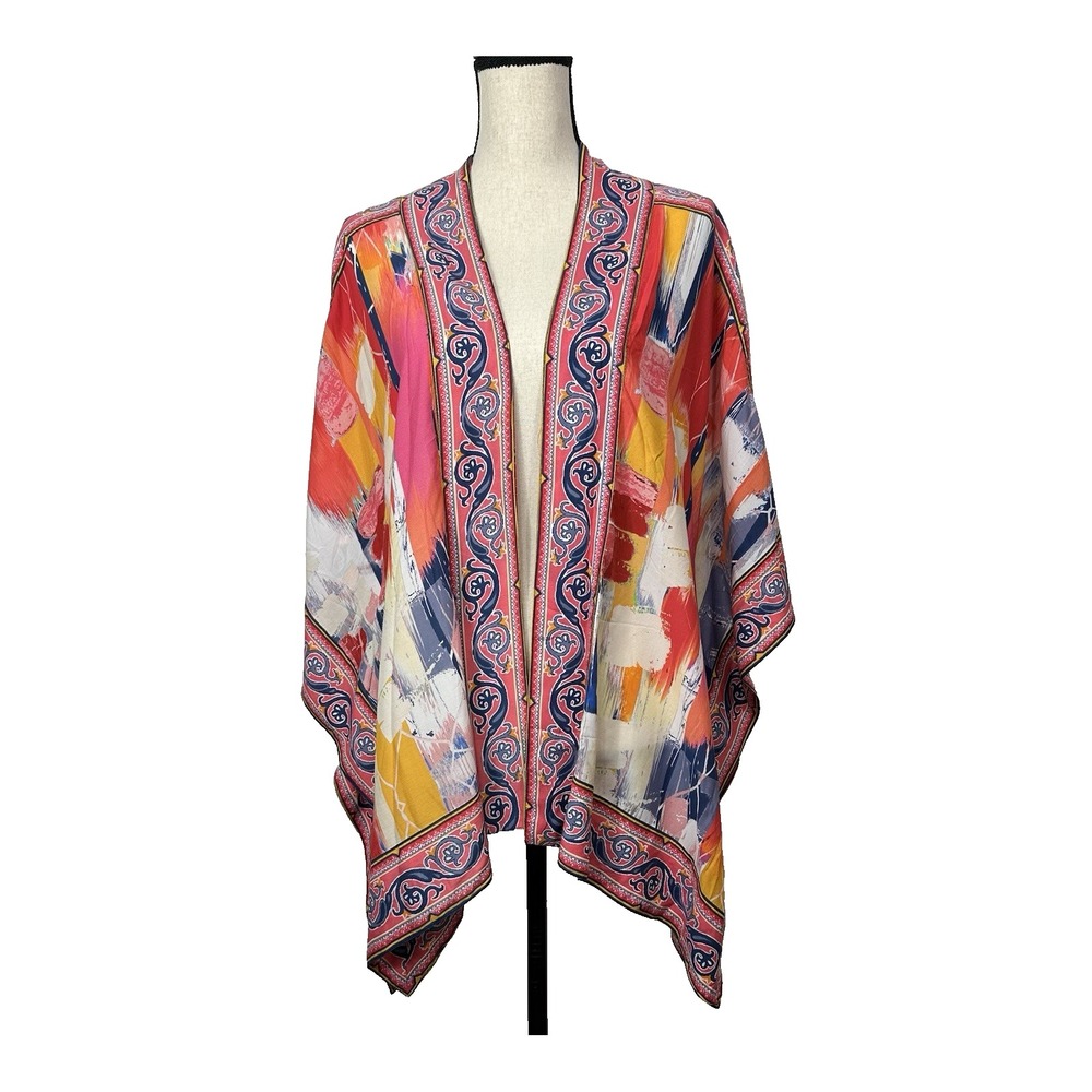 Tolani Collection Raelyn Patchwork Kimono Womens Medium Art to Wear 100% Modal